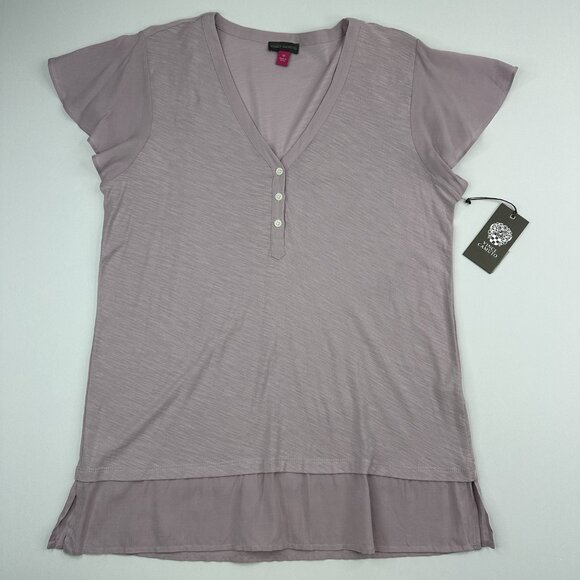 Vince Camuto Women's NWT Lilac Monet Lily Mystic Blooms Flutter Sleeve Top M/C38 - Picture 5 of 14